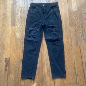American Eagle black distressed baggy jeans
